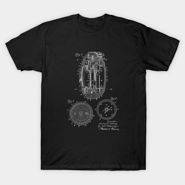 Hand Grenade Vintage Patent Drawing T-Shirt by TheYoungDesigns